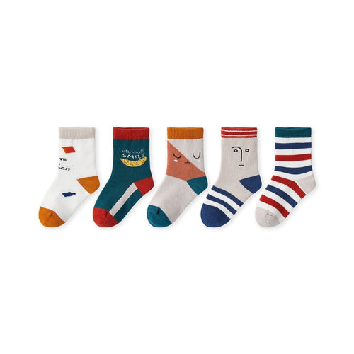 Smile Please Breathable Boy 5pcs Crew Socks Set   0cm