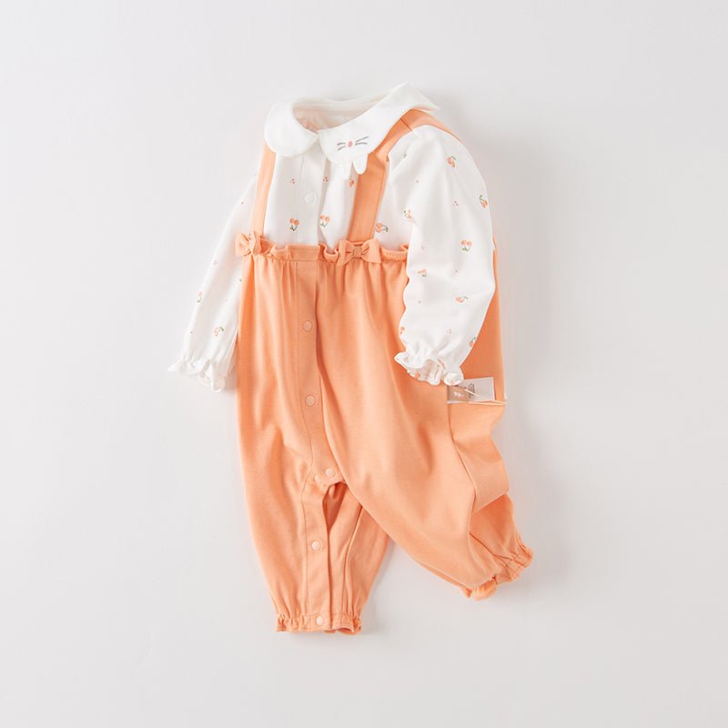 Smiley Rabbit New Born Baby Girl Orange Romper   0cm