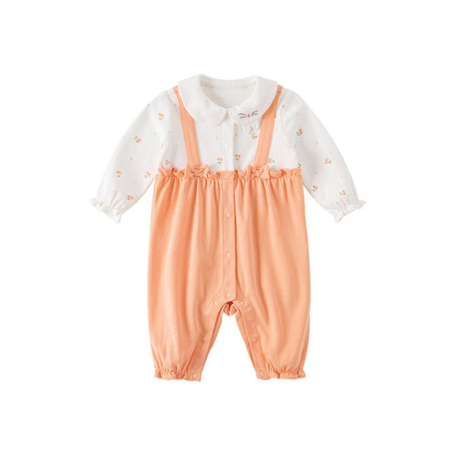 Smiley Rabbit New Born Baby Girl Orange Romper   0cm