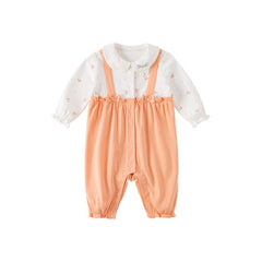 Smiley Rabbit New Born Baby Girl Orange Romper