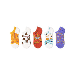 Smiling Face Summer Women 5pcs Ankle Socks Set