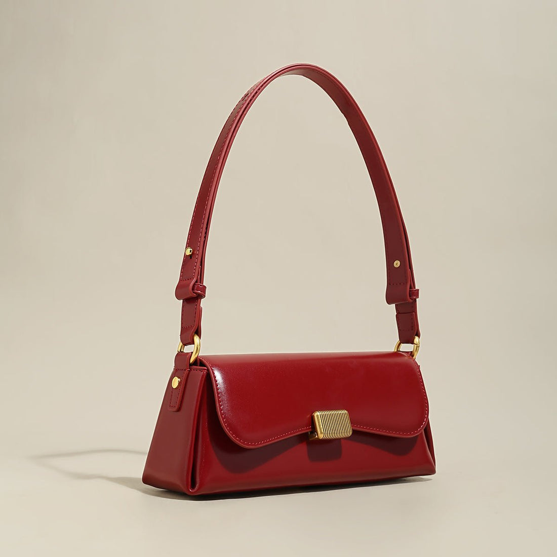 Snap By Snap Red Leather Shoulder Bag - 0cm