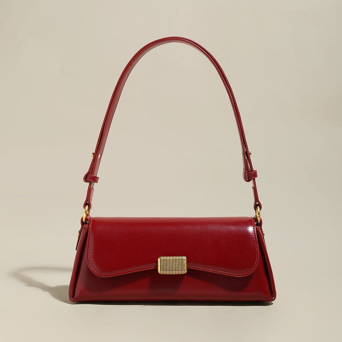 Snap By Snap Red Leather Shoulder Bag - 0cm