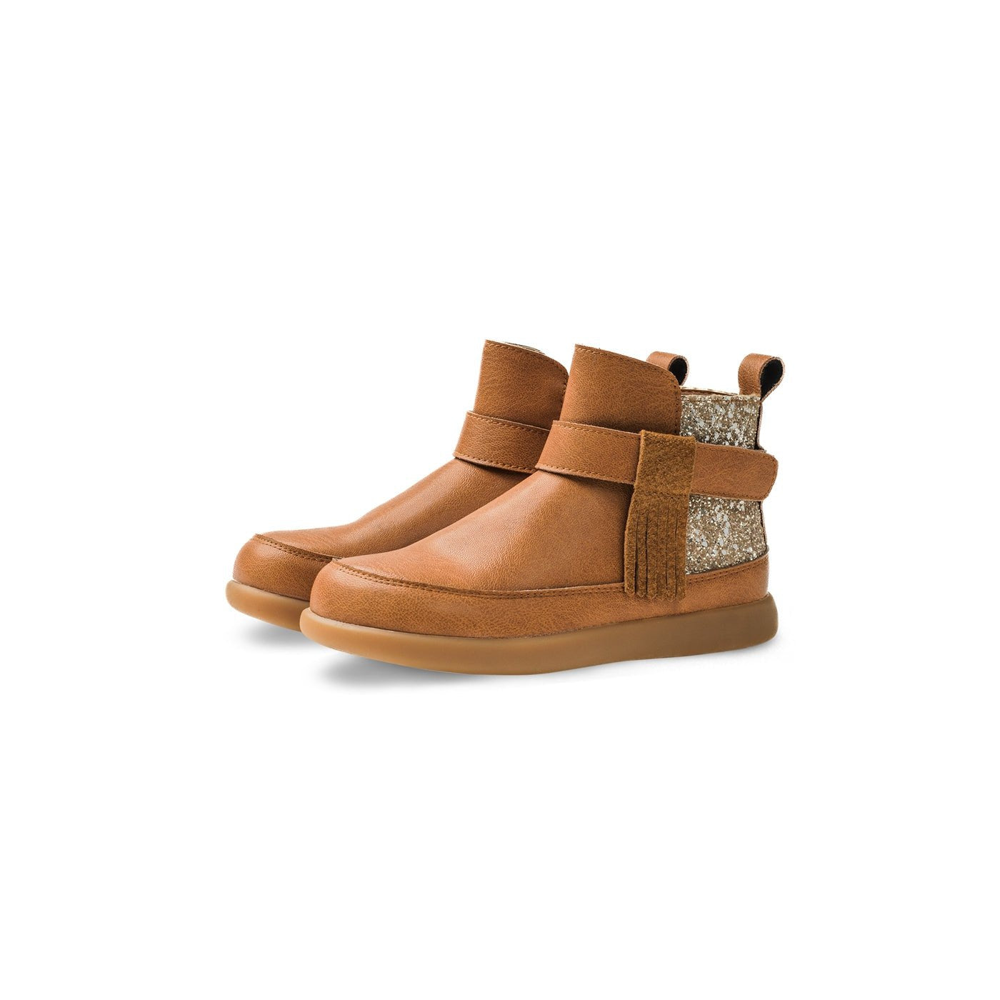 Snapback Tassel-detail Anti-slip Kids Camel Ankle Boots - 0cm
