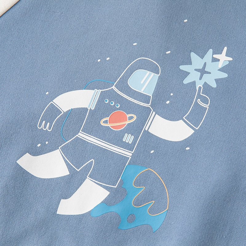 Space Dream Color Block Unisex Blue Hooded Jacket   0cm