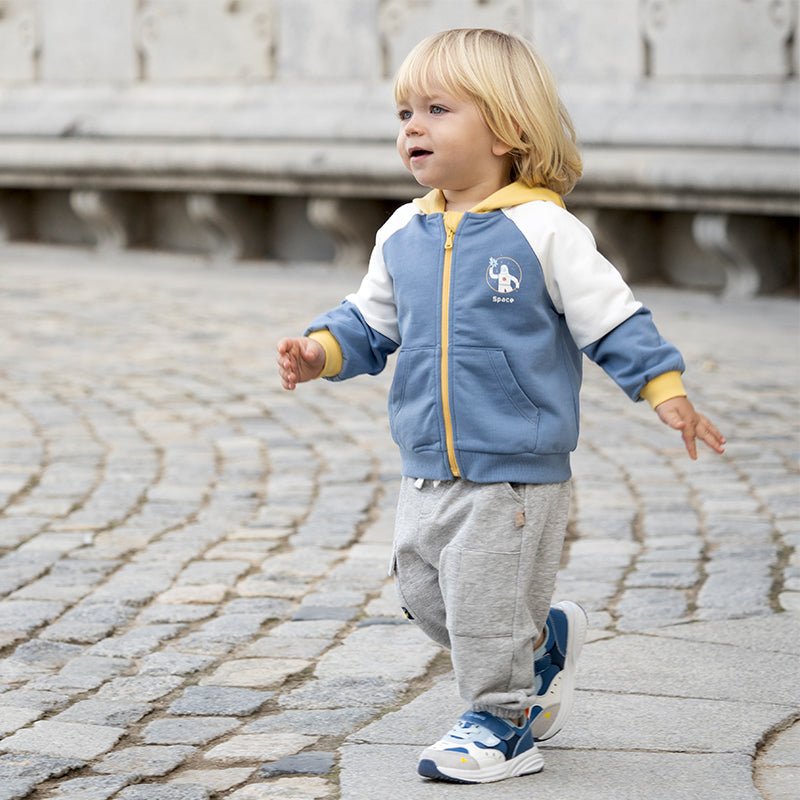 Space Dream Color Block Unisex Blue Hooded Jacket   0cm