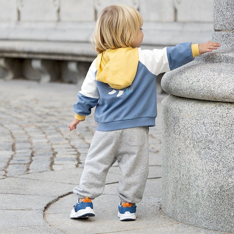 Space Dream Color Block Unisex Blue Hooded Jacket   0cm