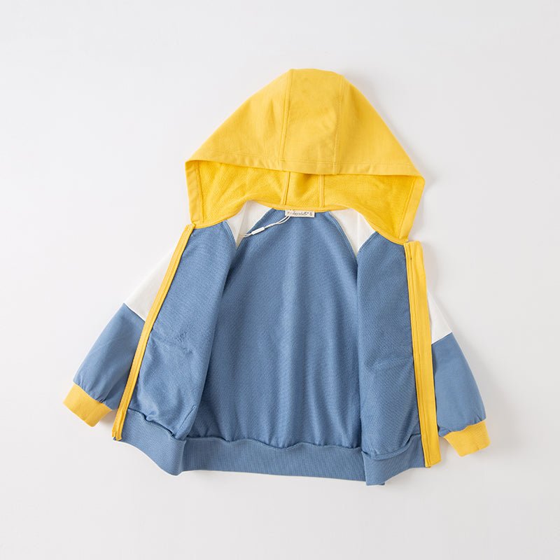 Space Dream Color Block Unisex Blue Hooded Jacket   0cm