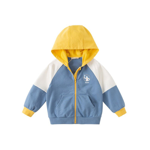 Space Dream Color Block Unisex Blue Hooded Jacket   0cm