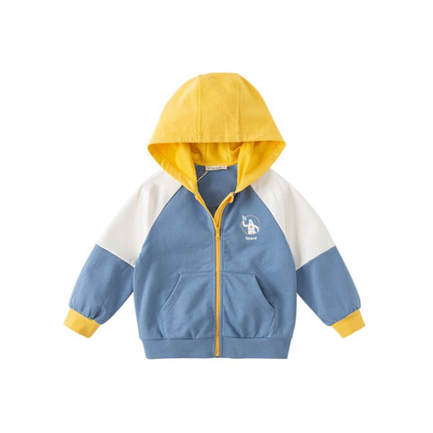 Space Dream Color Block Boy Blue Hooded Jacket