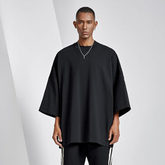 Space Oversized Dropped-shoulder Black Tee