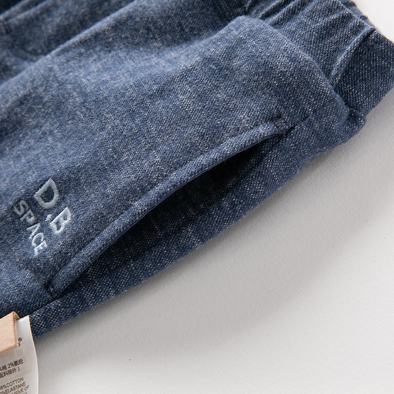 Space Travel Boy Fake Two-piece Grey Sweater & Pants Set - 0cm