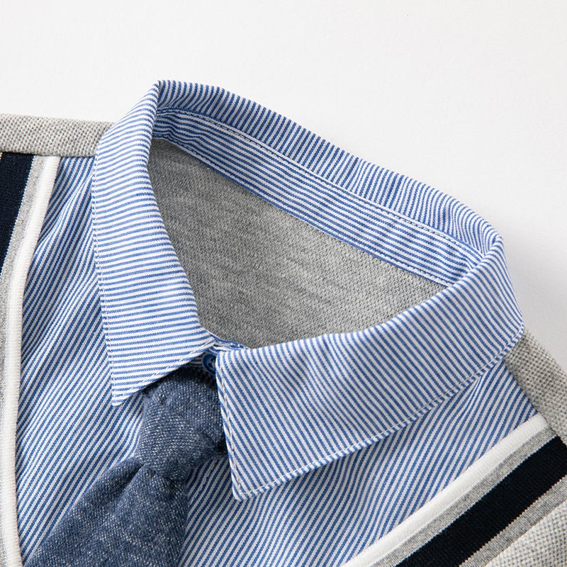 Space Travel Boy Fake Two piece Grey Sweater & Pants Set   0cm