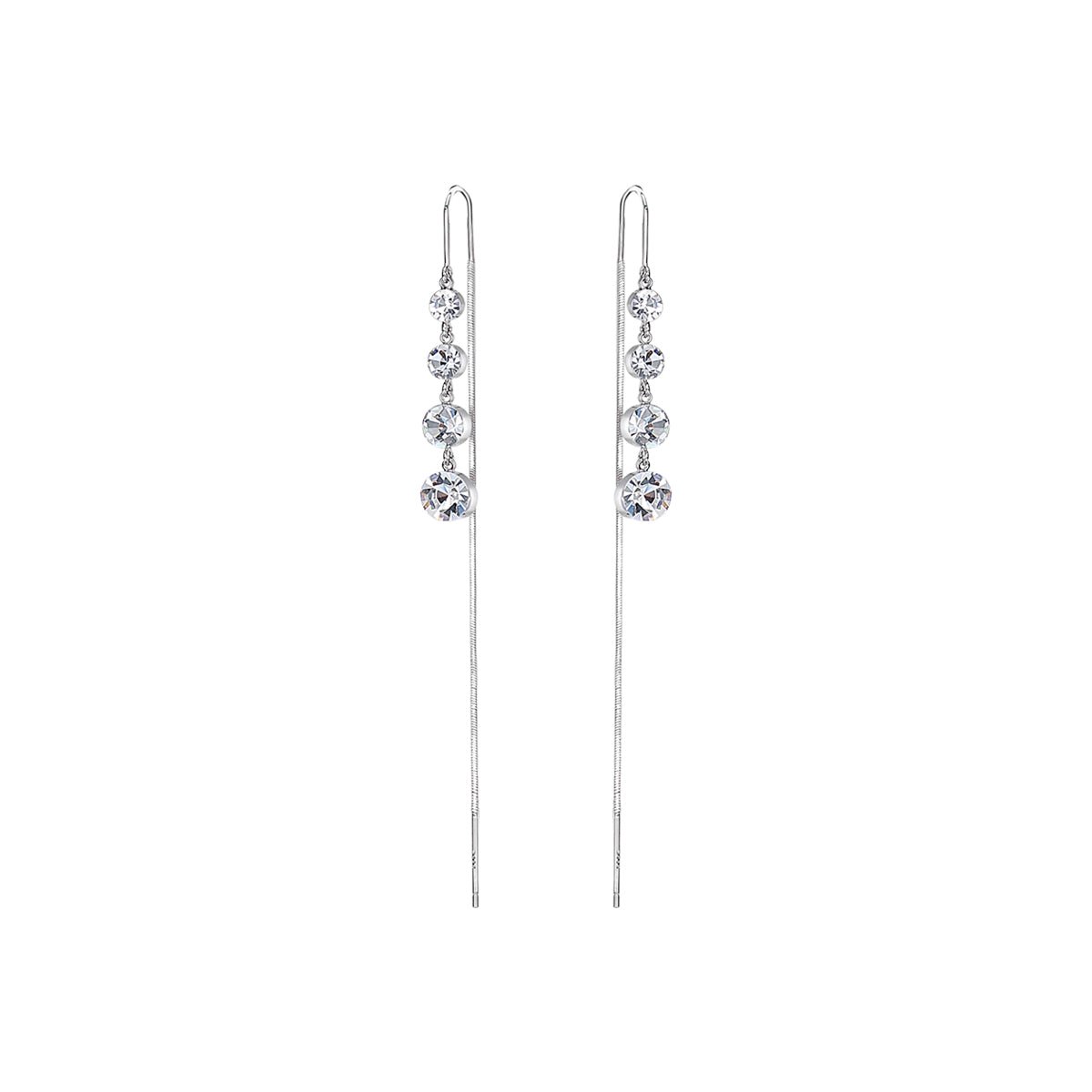 Sparkle Drip Tassel Silver Earrings   0cm