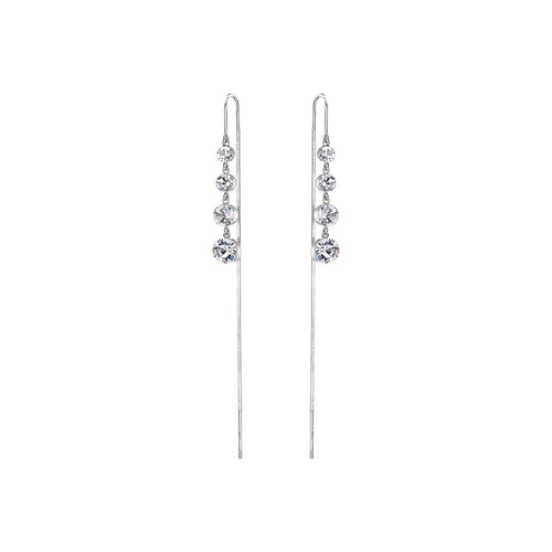 Sparkle Drip Tassel Silver Earrings   0cm