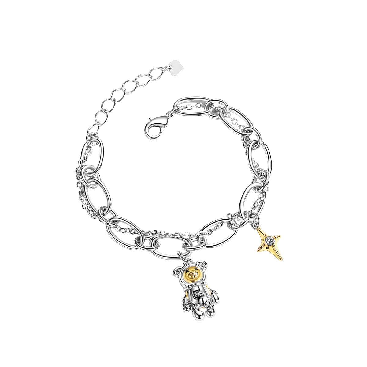 Star Astronauts Bear Silver Bracelet   0cm