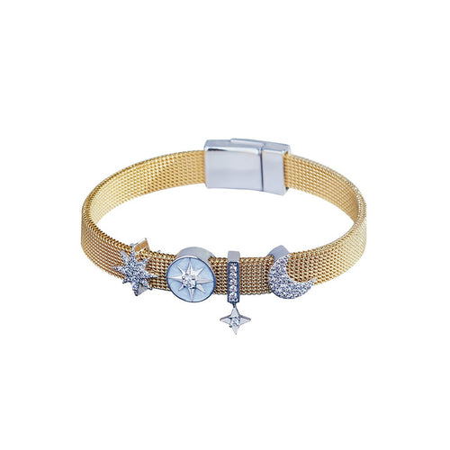 Star Moon Compass Gold Bracelet   0cm