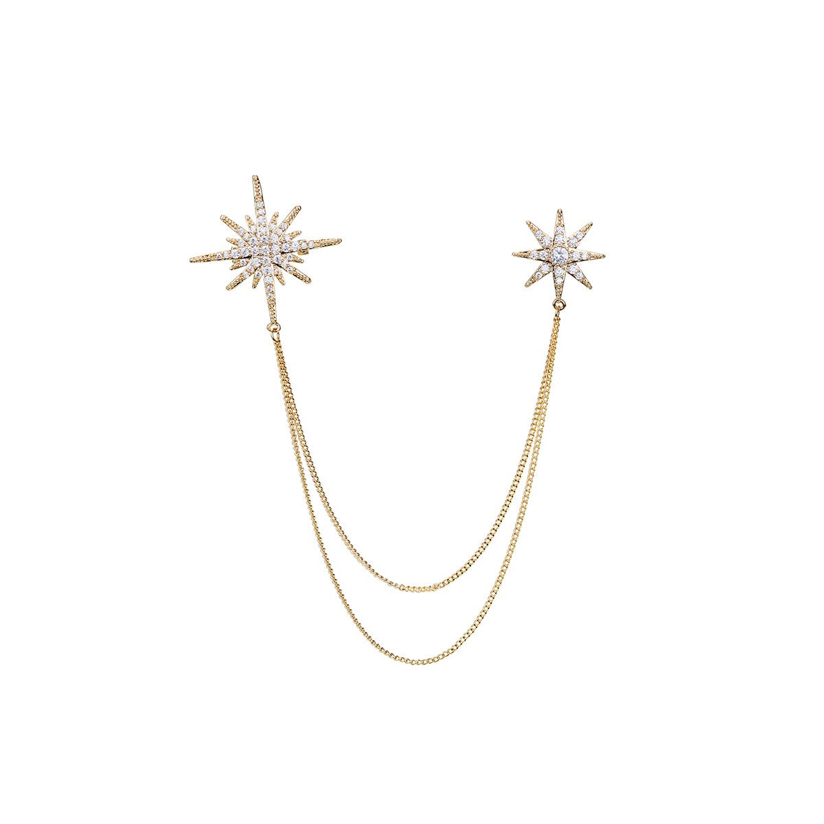 Star Spikes Gold Brooch - 0cm