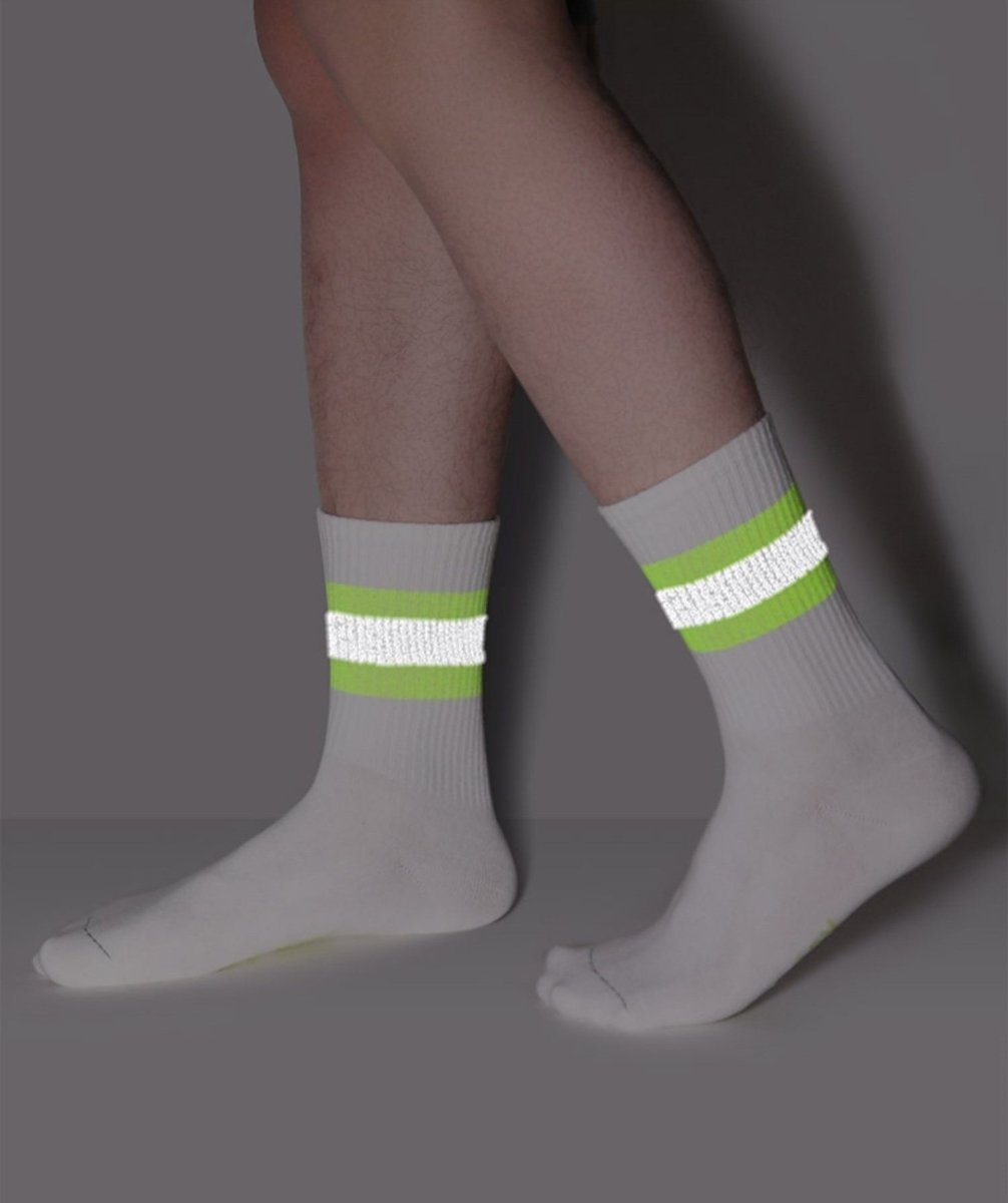 Starry Sky Fluorescent All-season Men White Sports Crew Socks - 0cm
