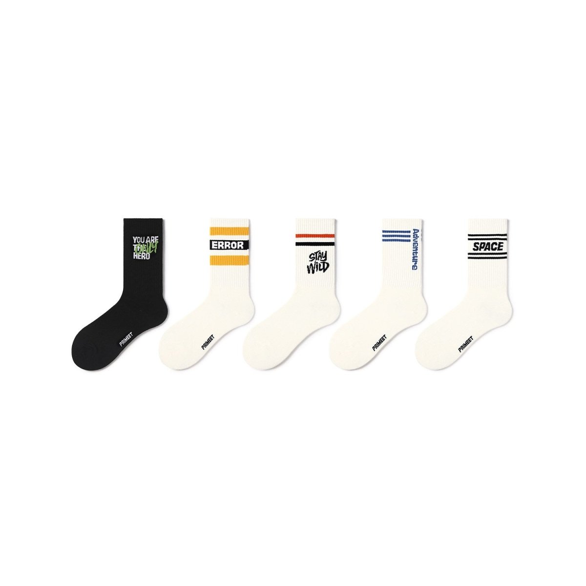 Stay Wild All-season Unisex 5pcs Crew Socks Set - 0cm