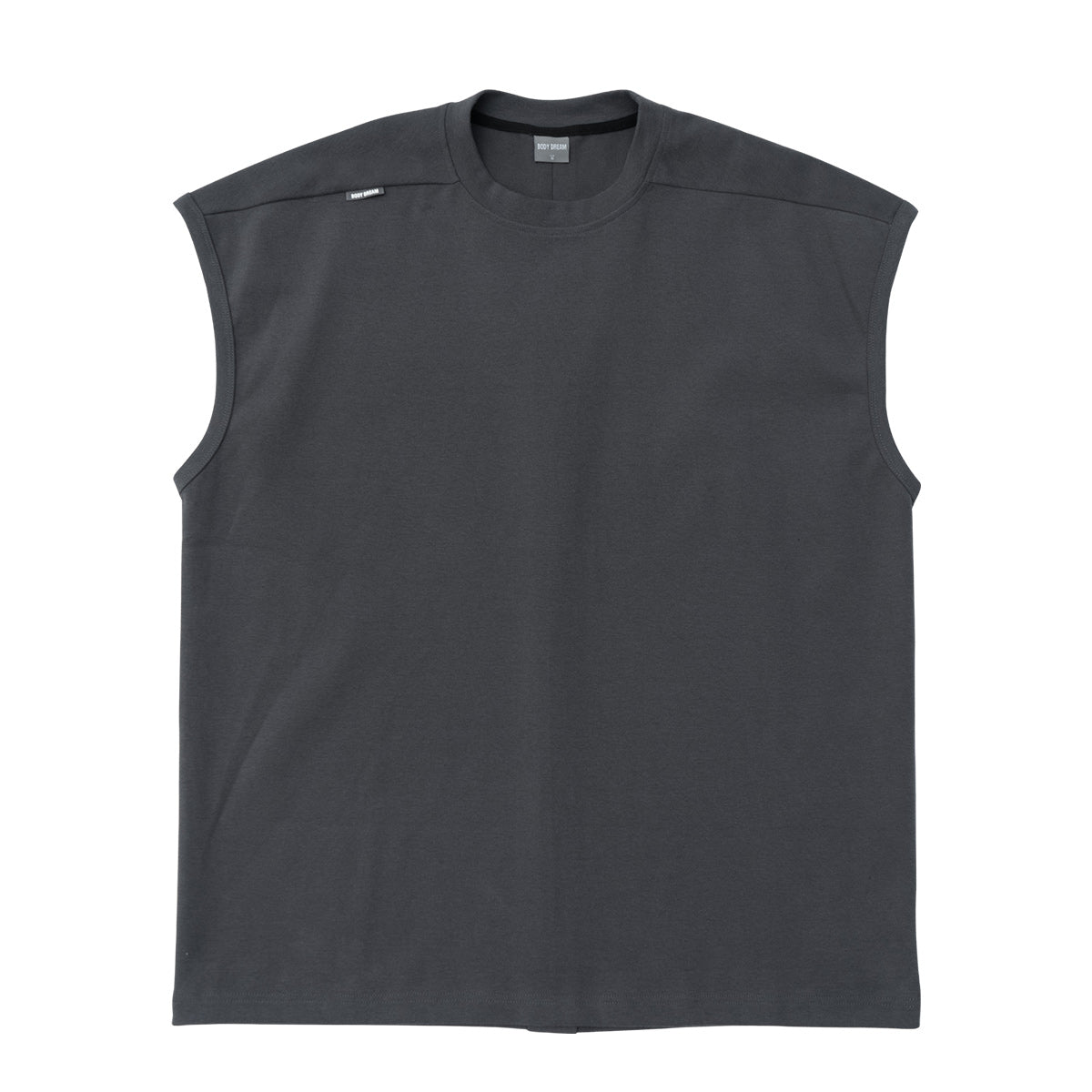Straight Road Heavyweight Cap-sleeve Boxy-fit Charcoal Tank Top - 0cm