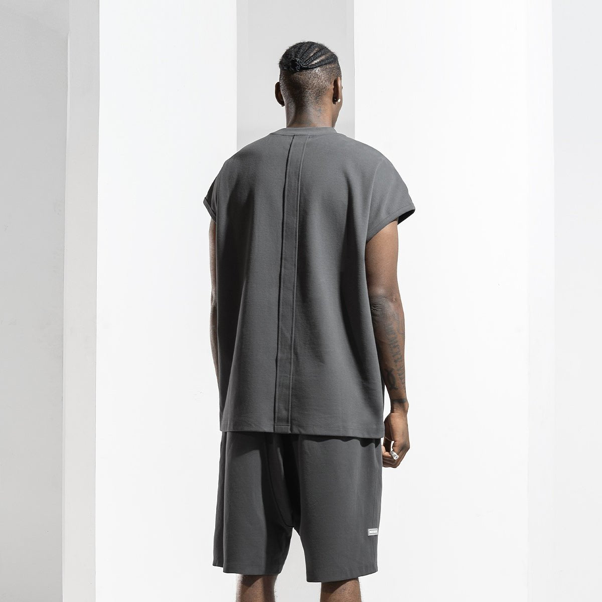 Straight Road Heavyweight Cap sleeve Boxy fit Charcoal Tank Top   0cm