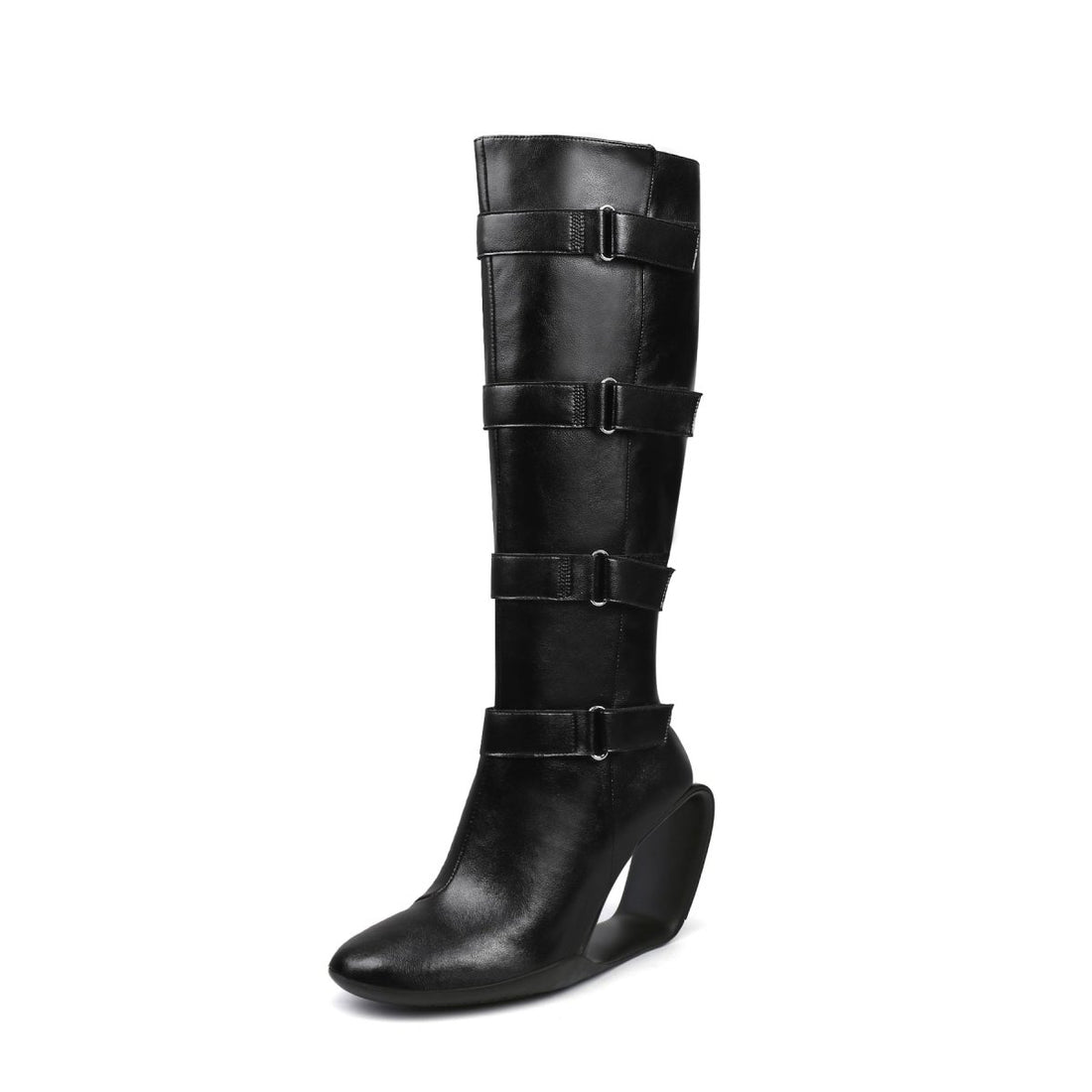 Strap Yourself In Black Knee-High Boots - 0cm