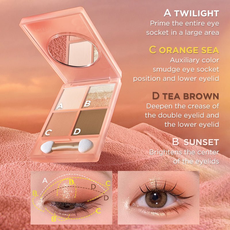 Sunset 4 shade Eyeshadow Palette #01 Orange   0cm