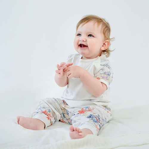 Sunset Tide Short Sleeve Kids White Pyjama Set   0cm