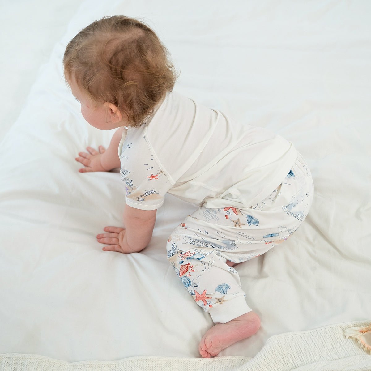 Sunset Tide Short Sleeve Kids White Pyjama Set   0cm