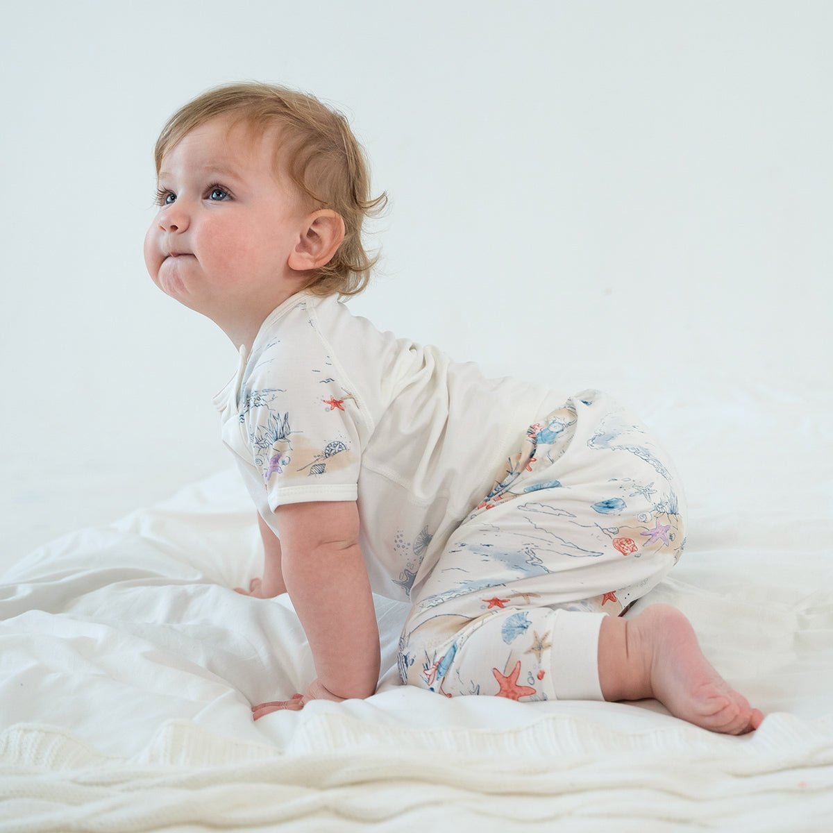 Sunset Tide Short Sleeve Kids White Pyjama Set   0cm