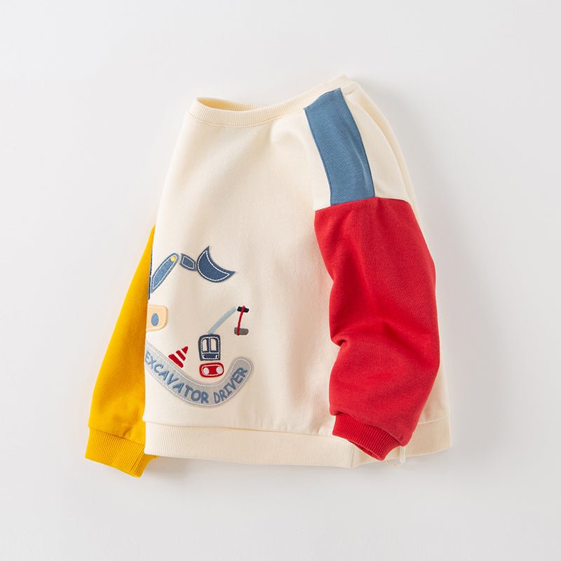 Super Excavator Driver Boy Apricot Sweater   0cm