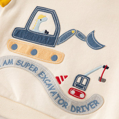 Super Excavator Driver Boy Apricot Sweater - 0cm