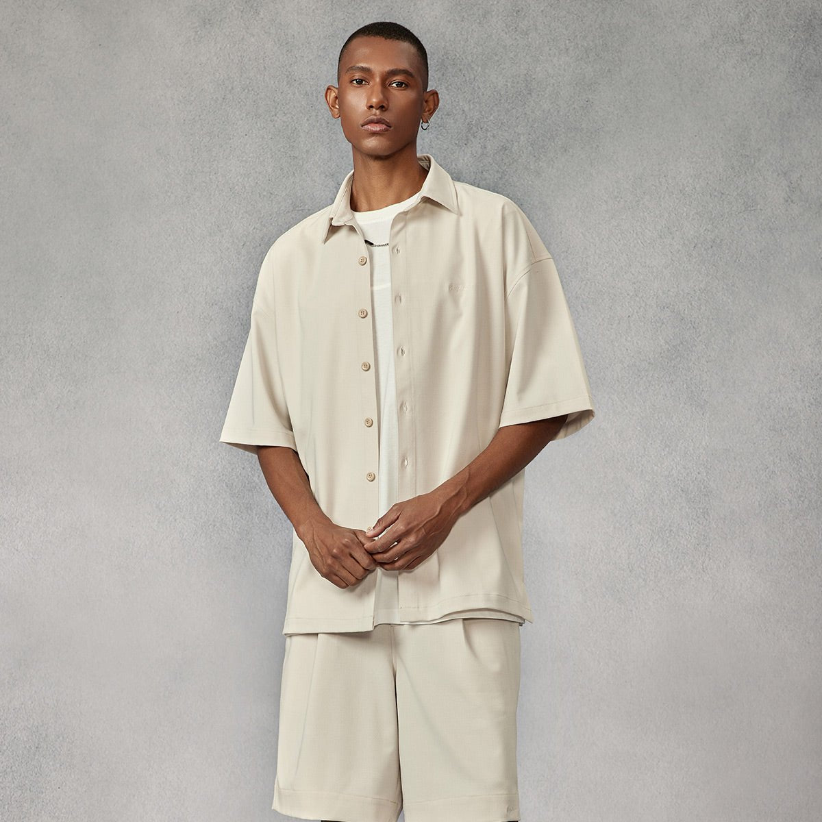 Sweet Day Unisex Loose fit Short sleeve Beige Shirt   0cm