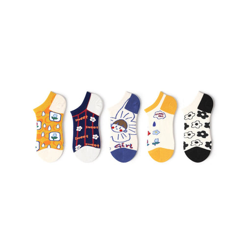 Sweet Girl Summer Women 5pcs Ankle Socks Set   0cm