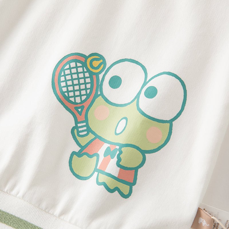 Tennis Froggy Contrast Color Boy Two-piece Green Sweater &amp; Pants Set - 0cm