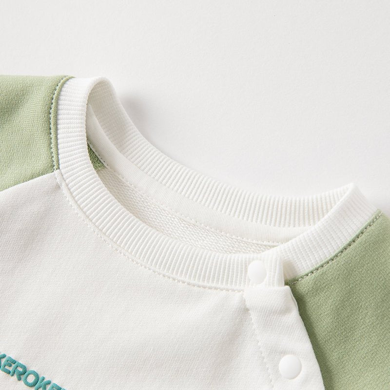 Tennis Froggy Contrast Color Boy Two piece Green Sweater & Pants Set   0cm