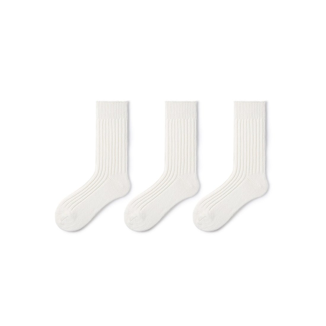 Thick All-season Men 3pcs White Sport Over-calf Socks Set - 0cm