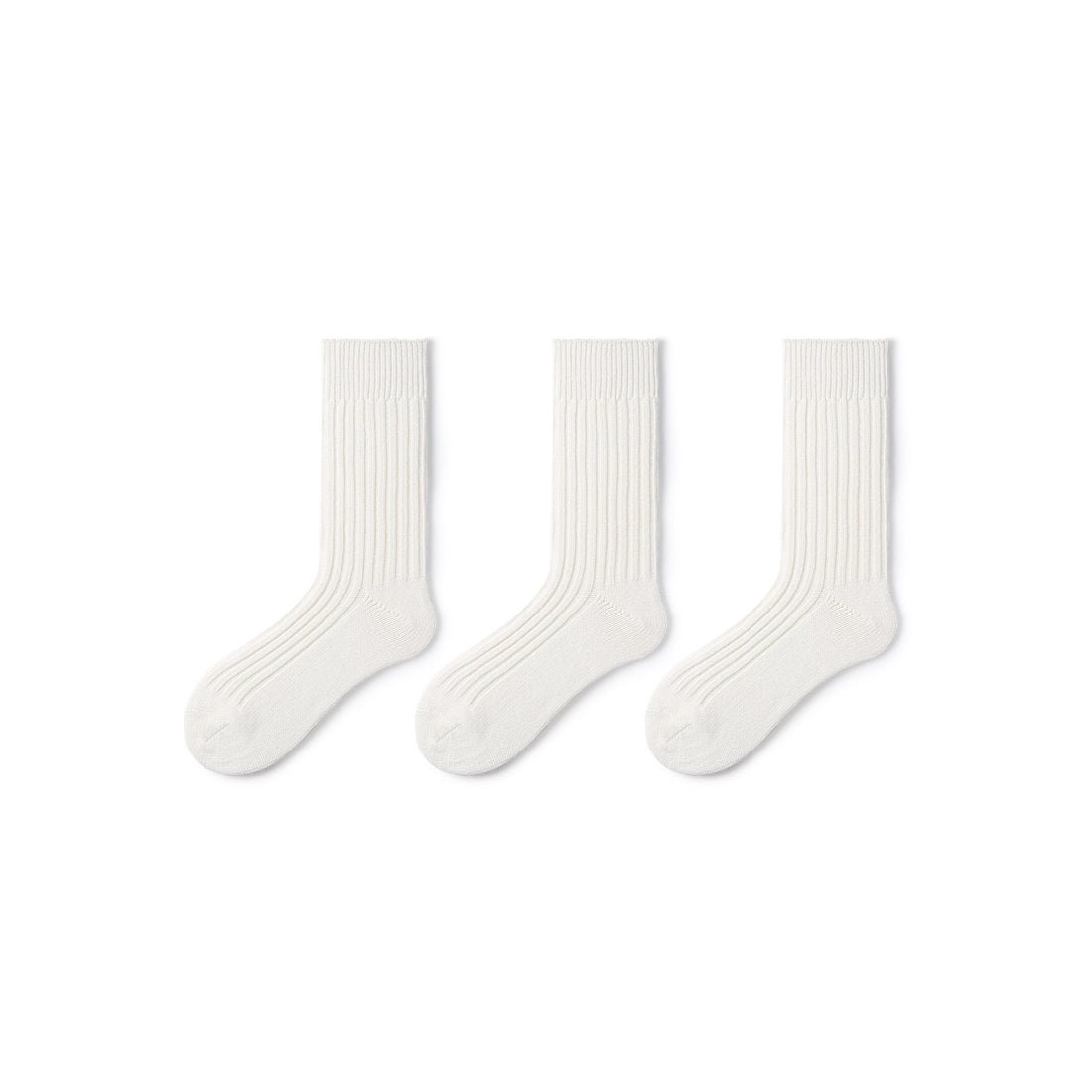 Thick All season Men 3pcs White Sport Over calf Socks Set   0cm