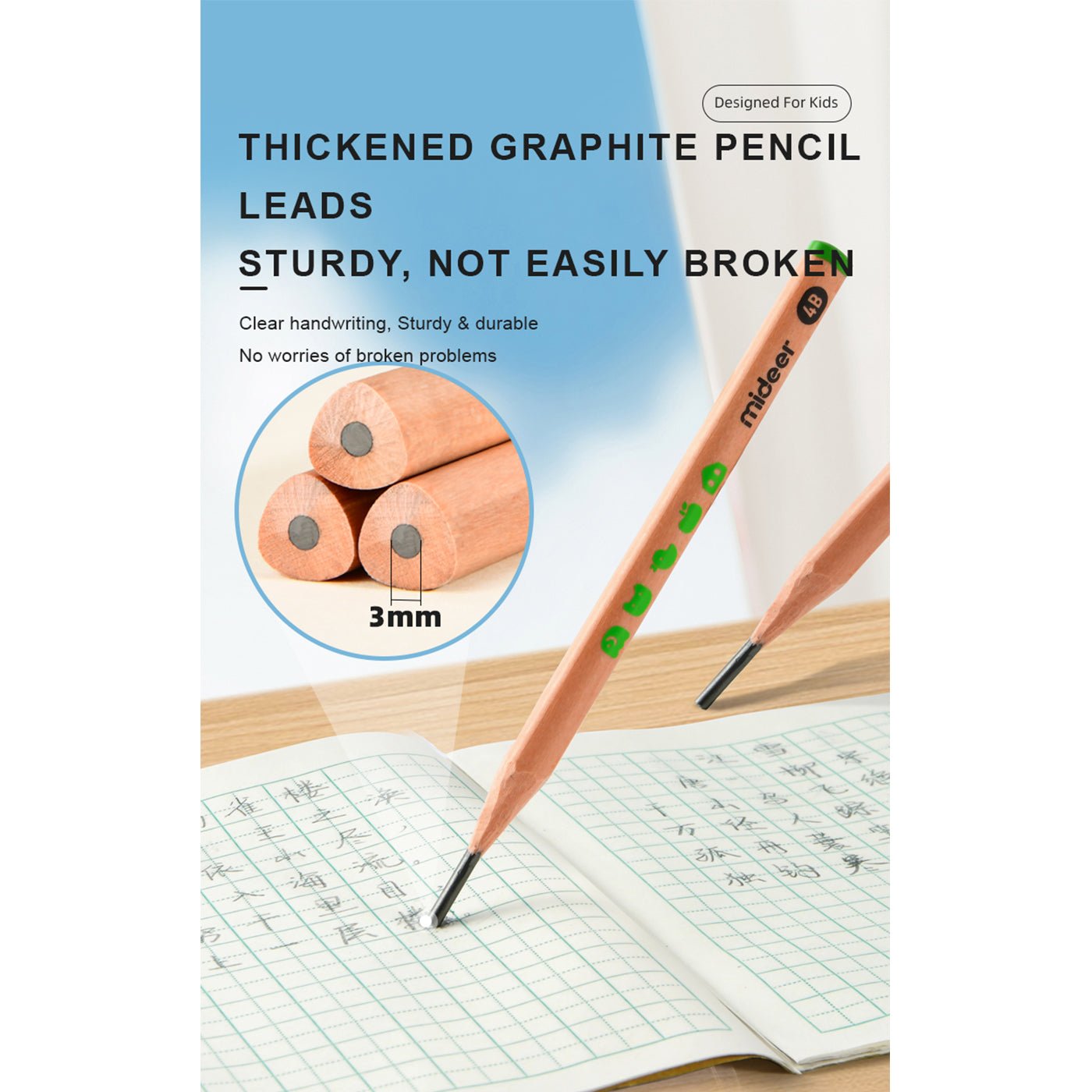 Thick Triangular Pencils   2B 6pcs   0cm