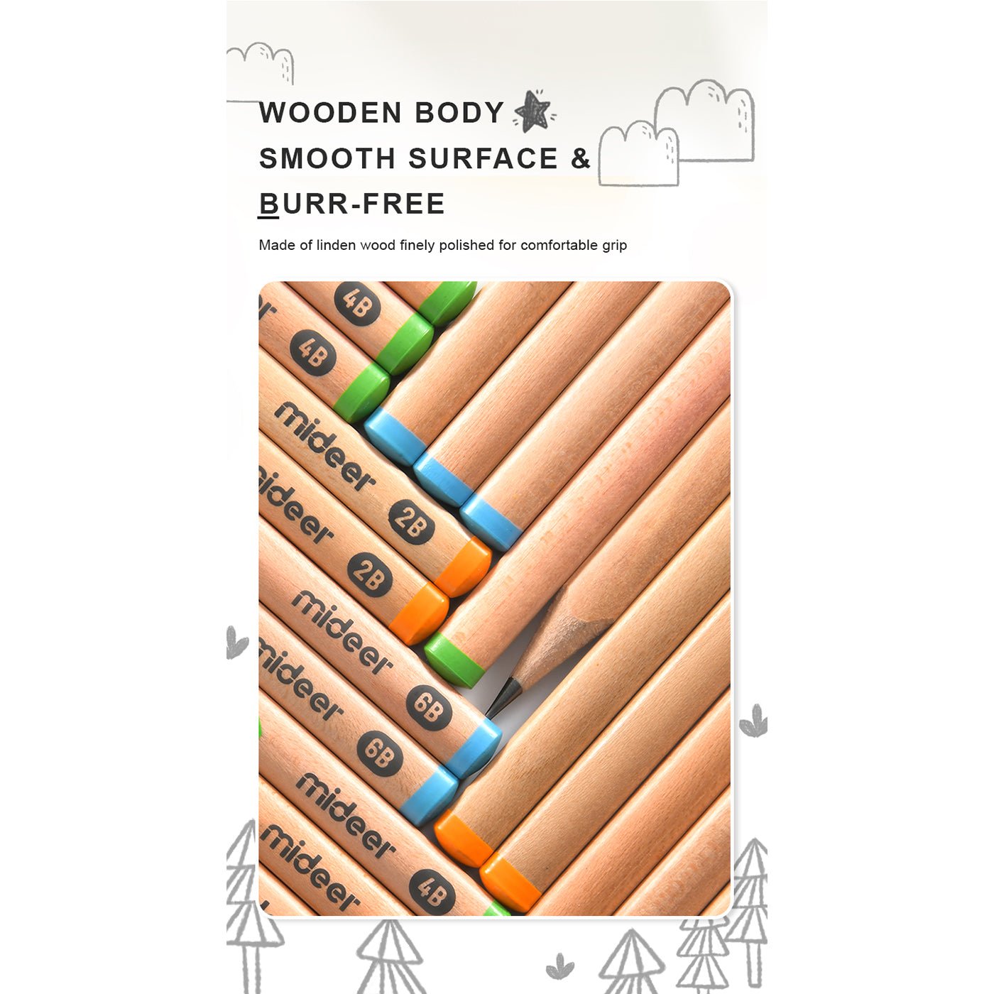 Thick Triangular Pencils   2B 6pcs   0cm