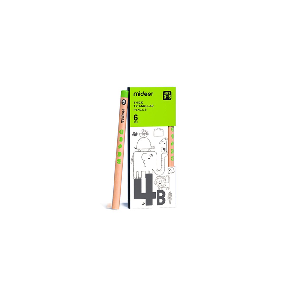 Thick Triangular Pencils   4B 6pcs   0cm