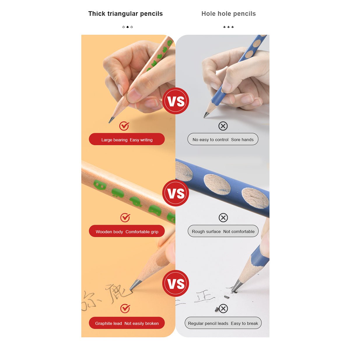 Thick Triangular Pencils - 4B 6pcs - 0cm