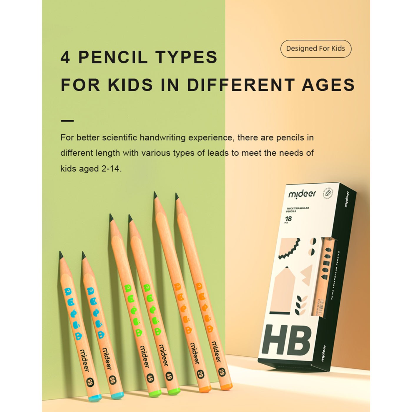 Thick Triangular Pencils   4B 6pcs   0cm