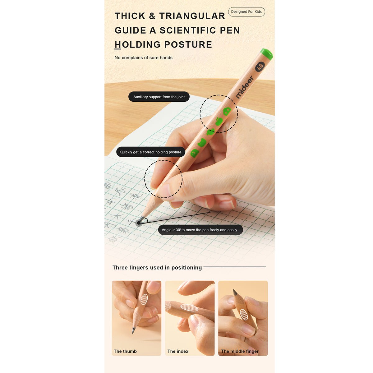 Thick Triangular Pencils - 6B 6pcs - 0cm