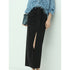 Tie-waist Pleated Slit Detail Black Wrap Skirt - 0cm