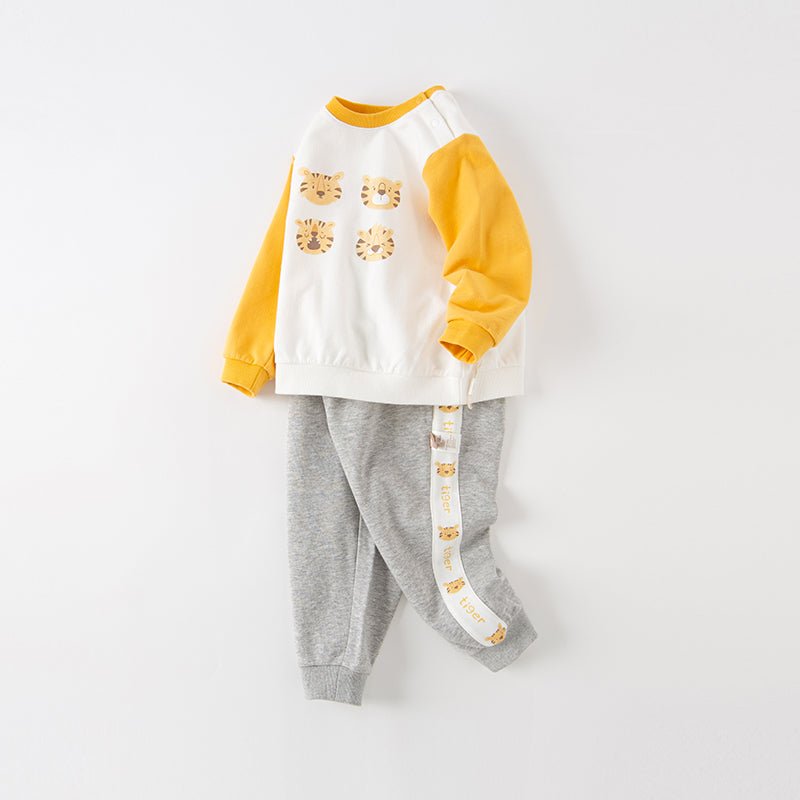 Tiger Emotion Two piece Boy Yellow Sweater & Pants Set   0cm