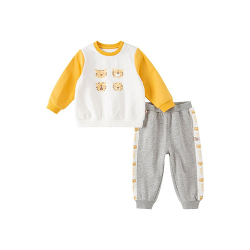 Tiger Emotion Two piece Boy Yellow Sweater & Pants Set   0cm