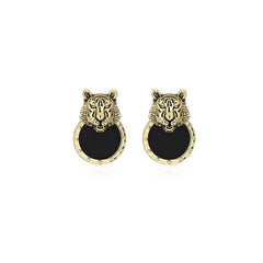 Tiger Head Gold Earrings