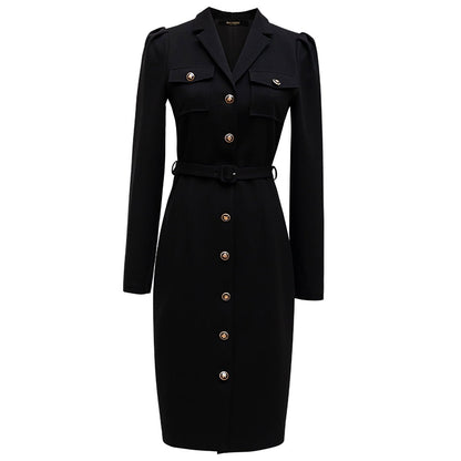 Timeless Black Lapel Dress - 0cm